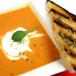Savor the Classic: Creamy Tomato Basil Soup with Grilled Cheese