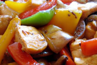 Sizzling Garlic Sesame Chicken & Bell Pepper Stir Fry Delight