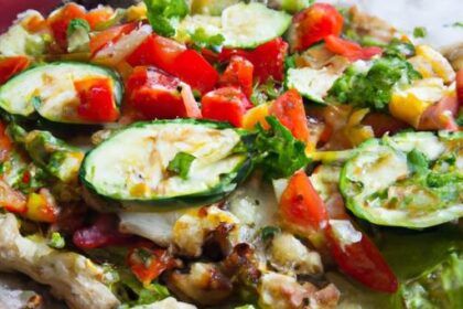 Crunchy Cauliflower Crust Pizza Loaded with Fresh Veggies