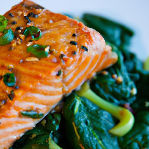 Flavorful Teriyaki Salmon & Sesame Spinach: A Low-Cal Delight