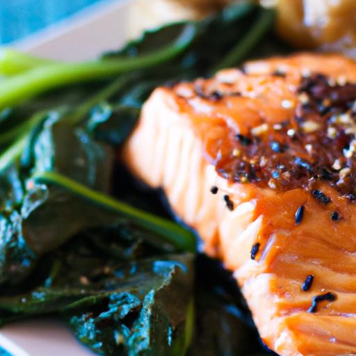 Flavorful Teriyaki Salmon & Sesame Spinach: A low-Cal Delight
