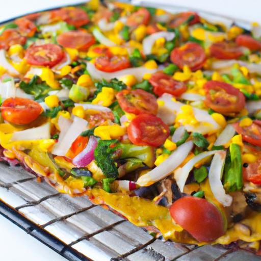 Crunchy Cauliflower Crust Pizza Loaded with Fresh Veggies