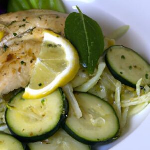 Zesty Lemon Basil Chicken Paired with Refreshing Cucumber Salad