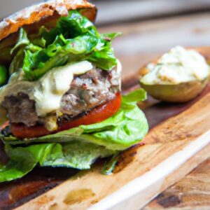 Savor Juicy Bison Burgers Topped with Creamy Avocado Aioli