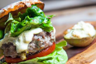 Savor Juicy Bison Burgers Topped with Creamy Avocado Aioli