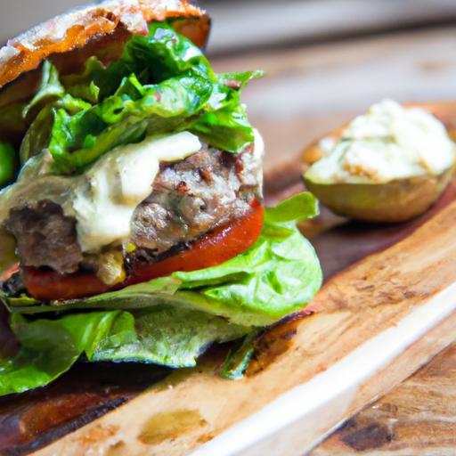 Savor Juicy Bison Burgers Topped with Creamy Avocado Aioli