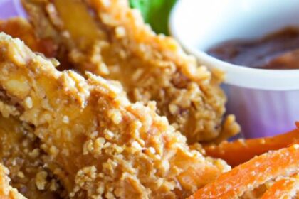 Crunchy Chicken Tenders Paired with Sweet Potato Fries Delight