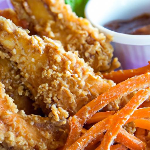 Crunchy Chicken Tenders Paired with Sweet Potato Fries Delight