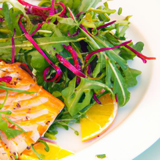Zesty Citrus Marinated Fish Paired with Fresh Arugula Salad