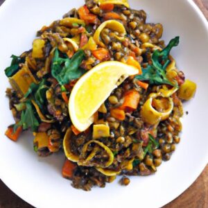 Wholesome Lentil Pasta Paired with Vibrant Roasted Veggies