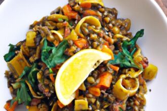 Wholesome Lentil Pasta Paired with Vibrant Roasted Veggies