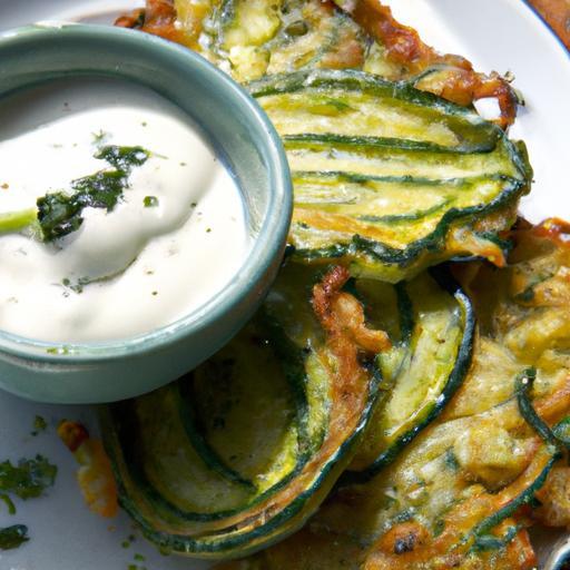 Crispy Zucchini Fritters with Refreshing Yogurt Herb Sauce