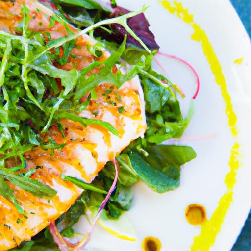 Zesty Citrus Marinated Fish paired with Fresh Arugula Salad