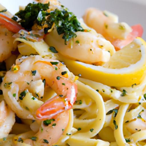 Zesty Creamy Lemon Garlic Pasta with succulent Shrimp Delight