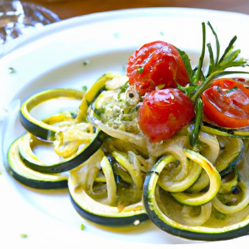 Zucchini Noodles⁤ with Pesto & Cherry Tomatoes: Fresh Twist