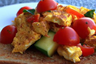 Wholesome Egg & Veggie Scramble with Toast Delight