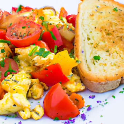 Wholesome ‍Egg & Veggie Scramble with Toast Delight