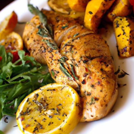 Zesty Grilled Lemon Herb Chicken with Savory Roasted Veggies