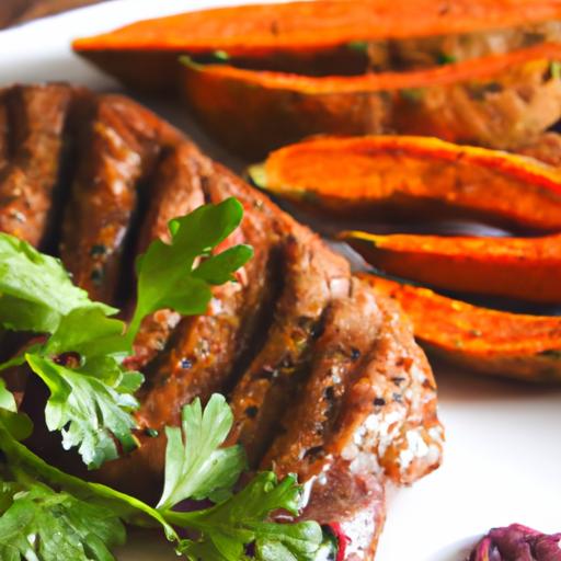 Savor Chimichurri steak Paired with Roasted Sweet Potatoes