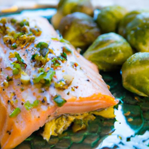 Zesty Lemon butter Salmon with crispy Keto Brussels Sprouts