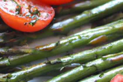 Savory Parmesan Roasted Asparagus with Tomatoes & Balsamic