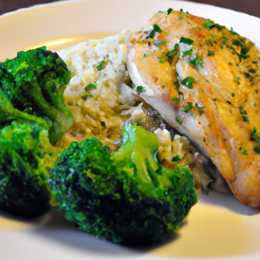 Zesty Baked Lemon Herb Chicken with Vibrant Broccoli Rice