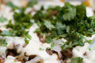 Savor Carne Asada Fries Topped with Creamy Queso Fresco