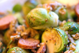 Nutritious Roasted Brussels Sprouts & Chicken Sausage Delight