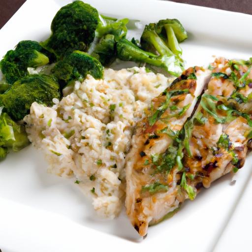Zesty Baked Lemon Herb chicken with Vibrant Broccoli Rice