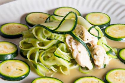 Zesty Zucchini Noodles with Creamy Pesto Chicken Delight