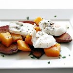 Sunrise Delight: Sweet Potato Hash with Perfect Poached Eggs